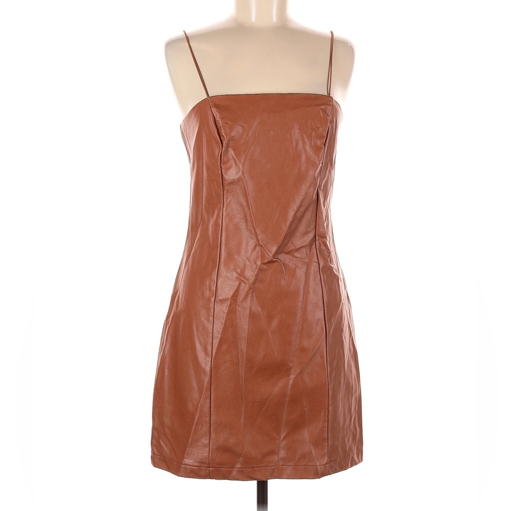 Wild Fable faux leather brown small mini dress